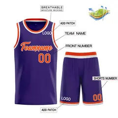 Purple Orange-White Classic Heal Sports Basketball Jersey 3