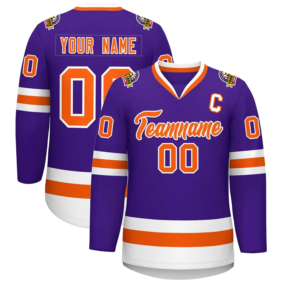 Purple Orange-White Classic Hockey Jersey