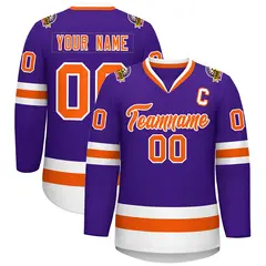 Purple Orange-White Classic Hockey Jersey 1