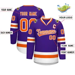 Purple Orange-White Classic Hockey Jersey 2