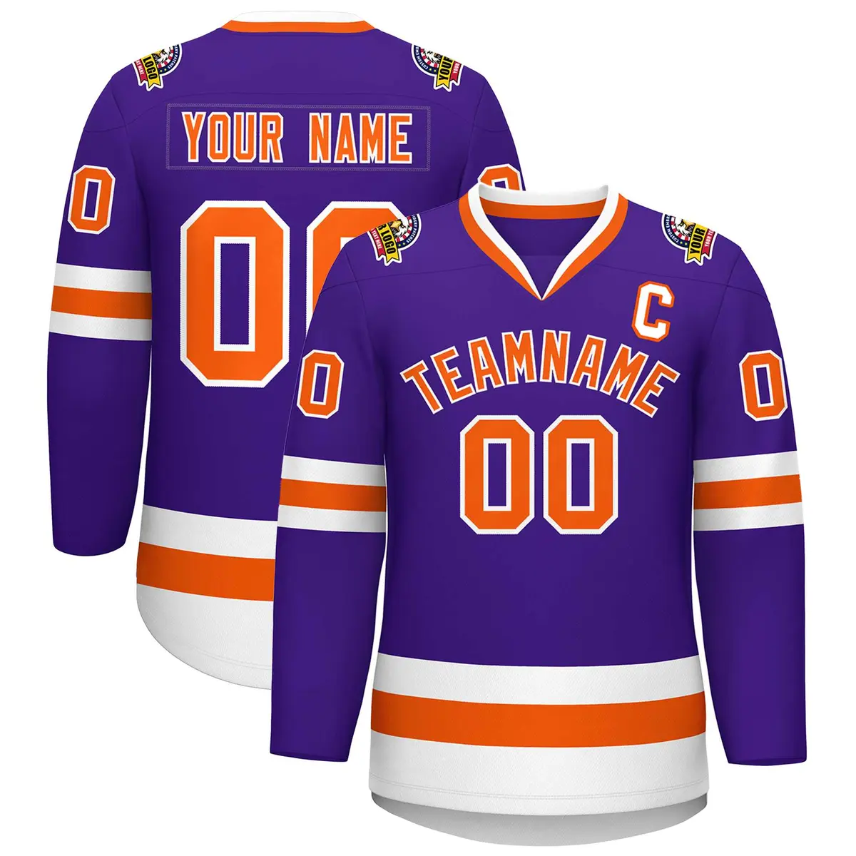 Purple Orange-White Classic Hockey Jersey