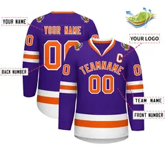 Purple Orange-White Classic Hockey Jersey 2