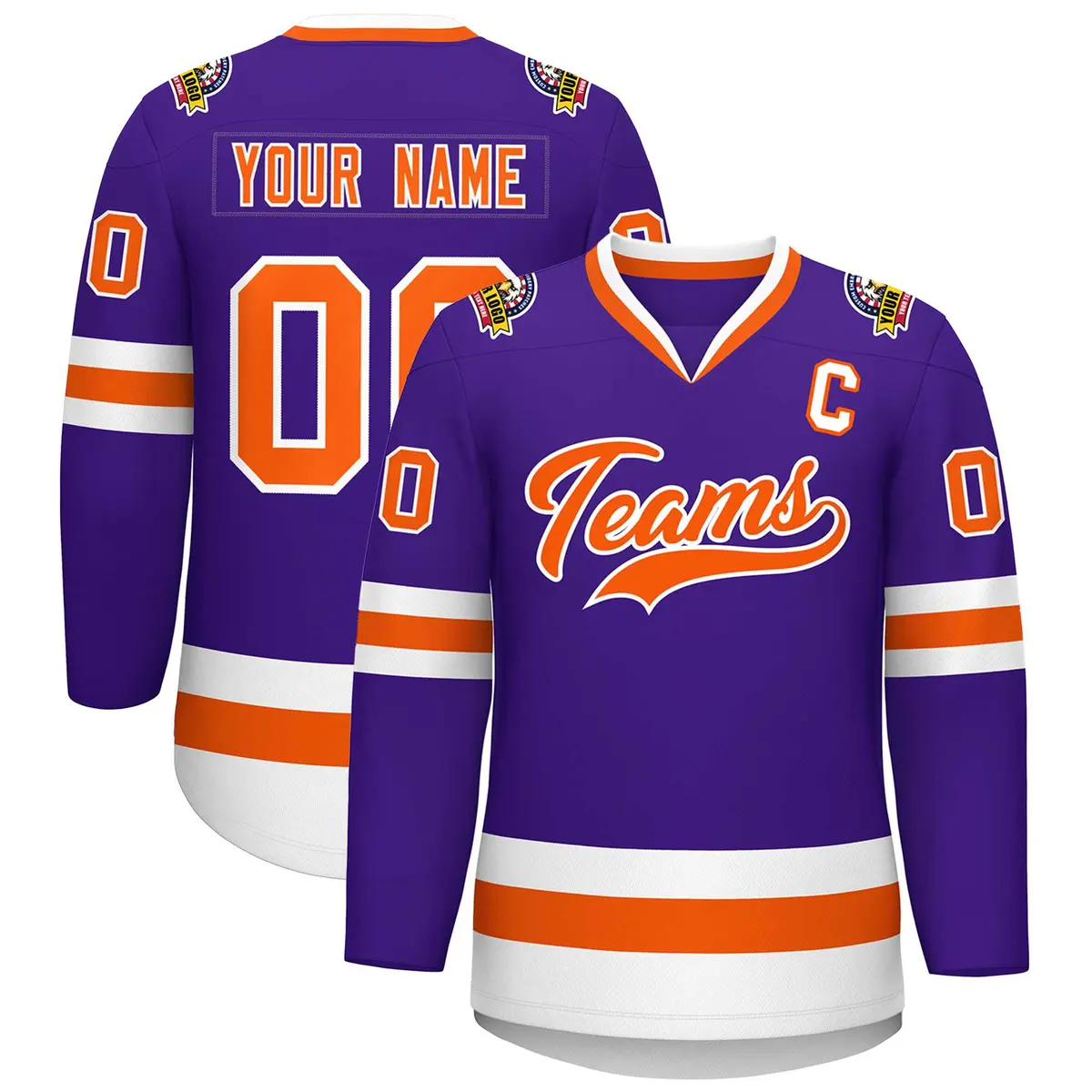 Purple Orange-White Classic Hockey Jersey