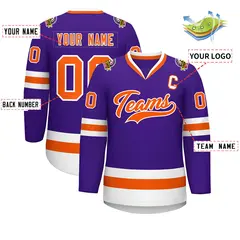 Purple Orange-White Classic Hockey Jersey 2
