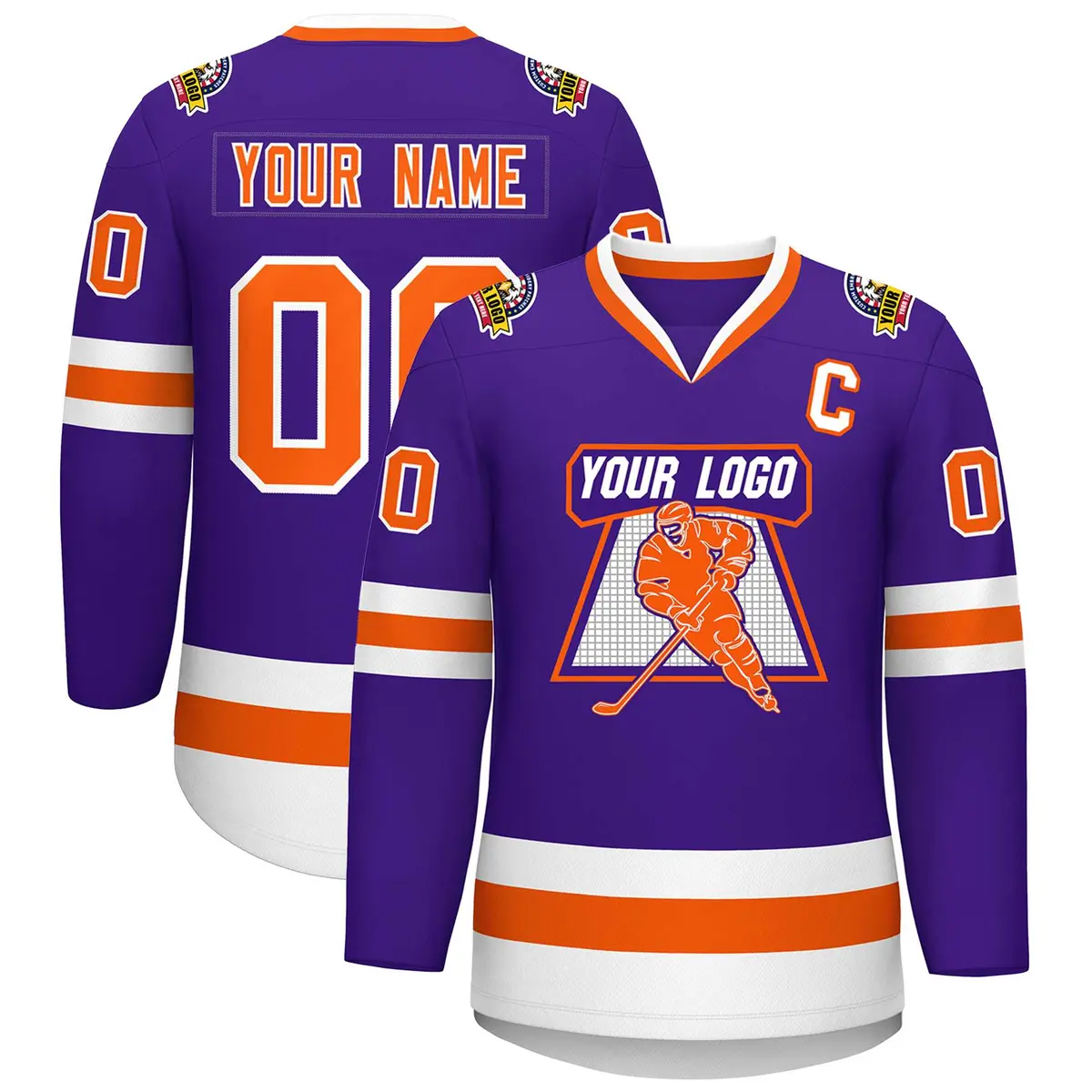 Purple Orange-White Classic Hockey Jersey