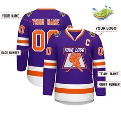 Purple Orange-White Classic Hockey Jersey 2