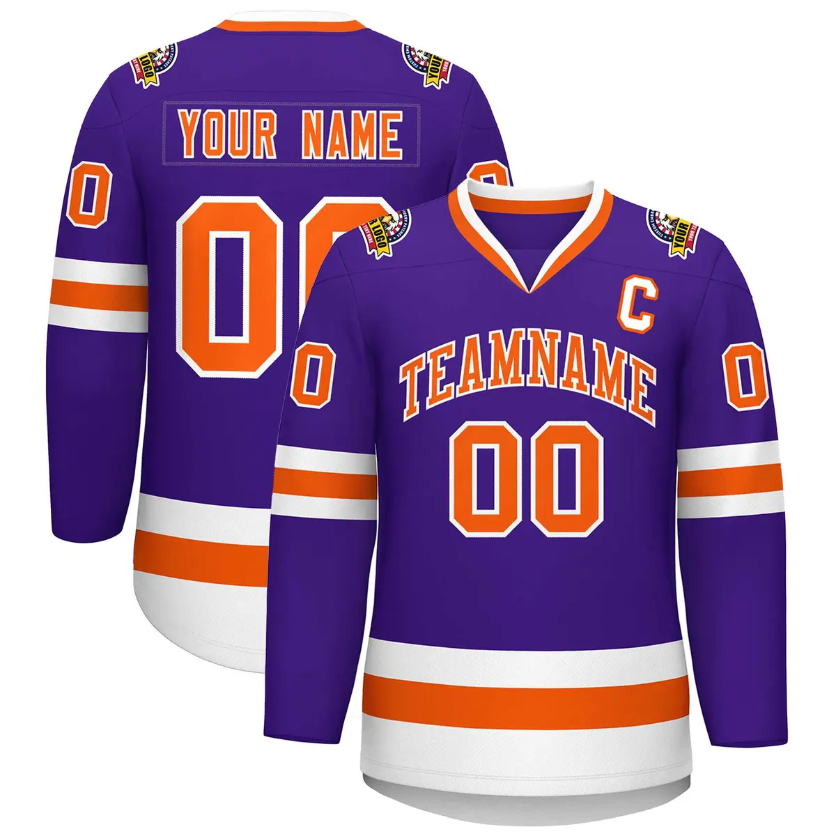 Purple Orange-White Classic Hockey Jersey
