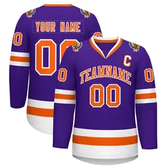 Purple Orange-White Classic Hockey Jersey 1