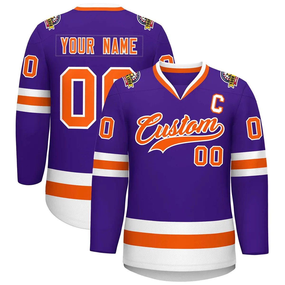 Purple Orange-White Classic Hockey Jersey