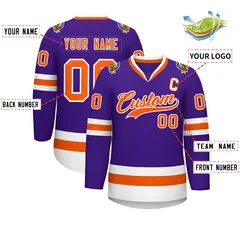 Purple Orange-White Classic Hockey Jersey 2