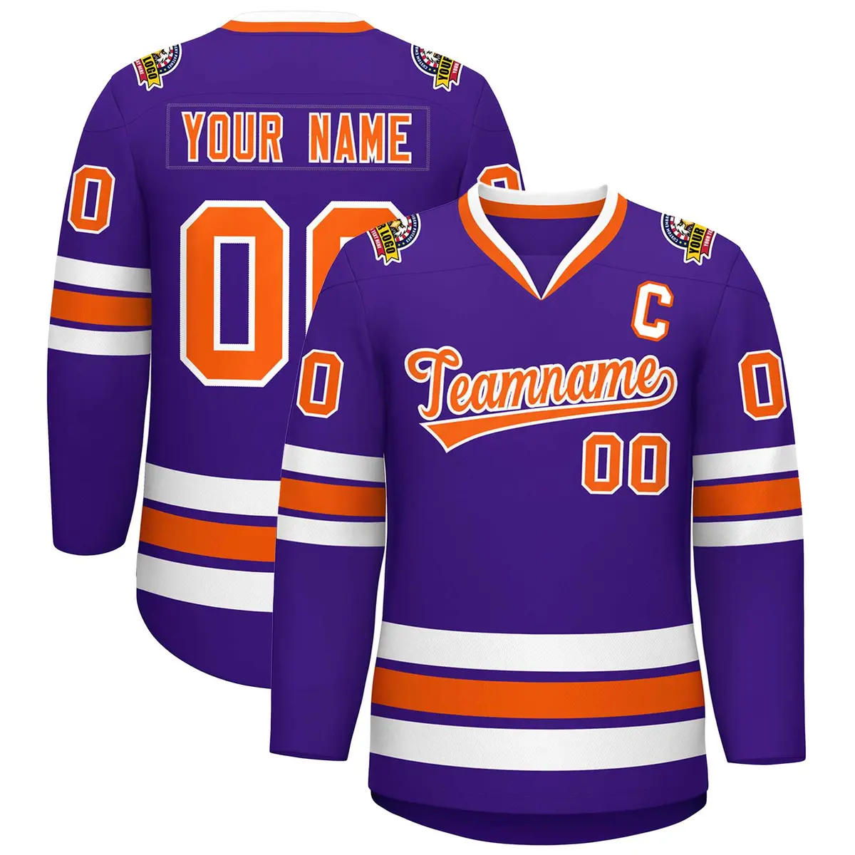 Purple Orange-White Classic Hockey Jersey