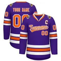 Purple Orange-White Classic Hockey Jersey 1