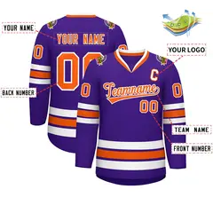 Purple Orange-White Classic Hockey Jersey 2
