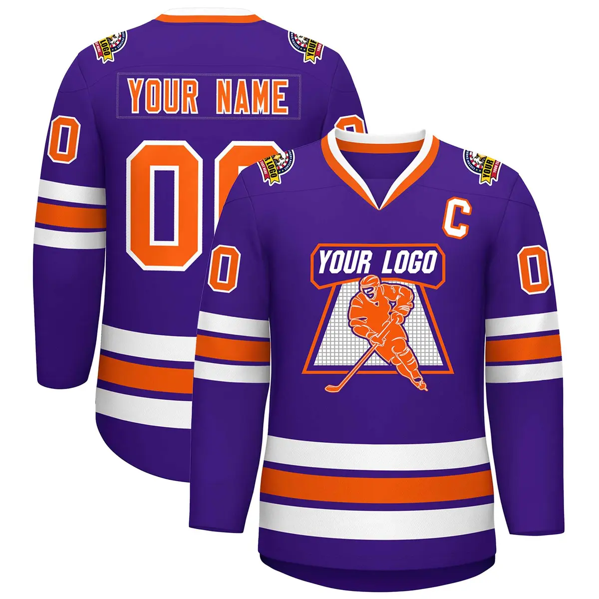 Purple Orange-White Classic Hockey Jersey