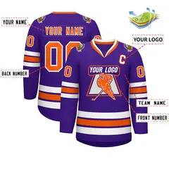 Purple Orange-White Classic Hockey Jersey 2
