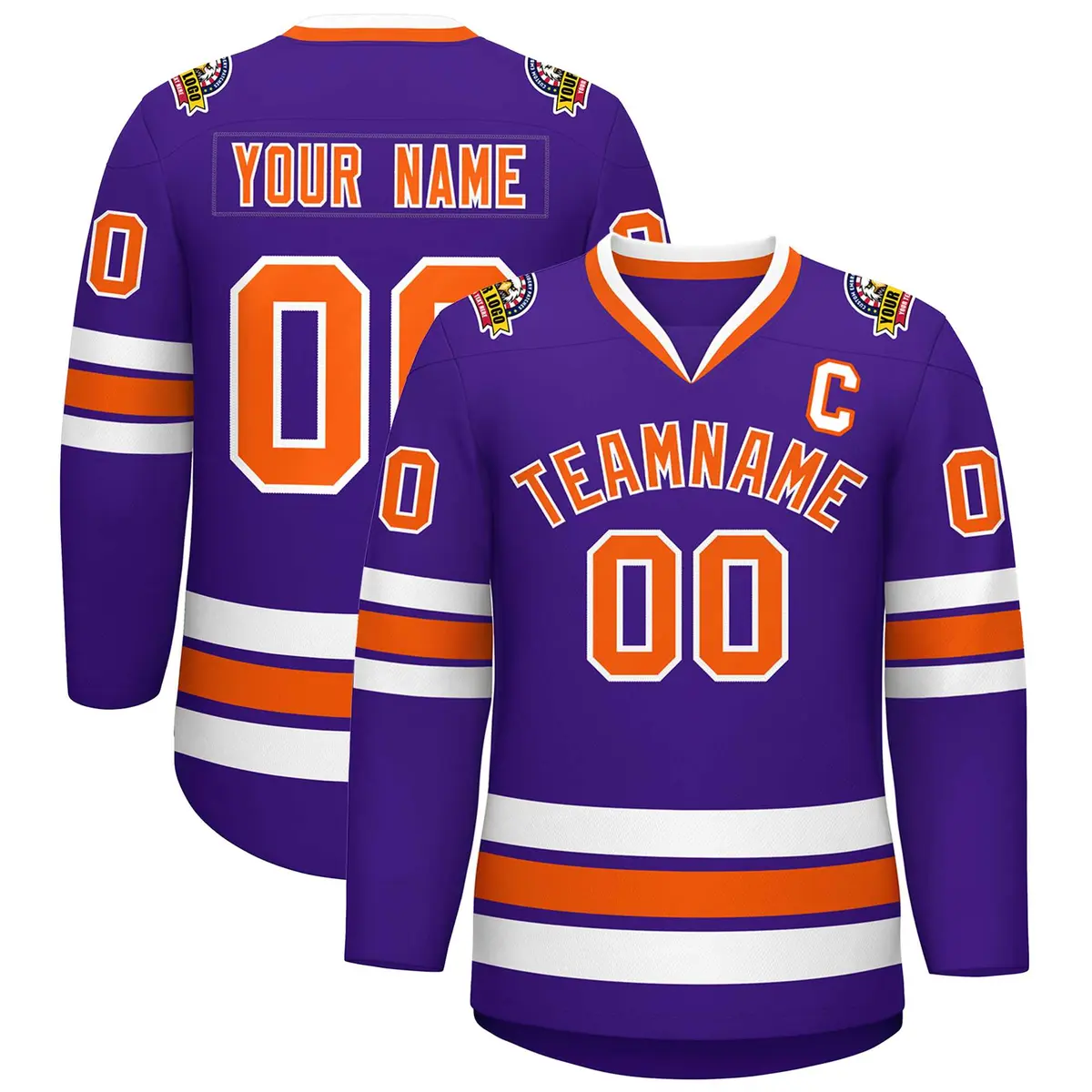 Purple Orange-White Classic Hockey Jersey