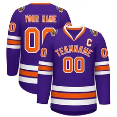 Purple Orange-White Classic Hockey Jersey 1
