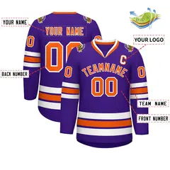 Purple Orange-White Classic Hockey Jersey 2