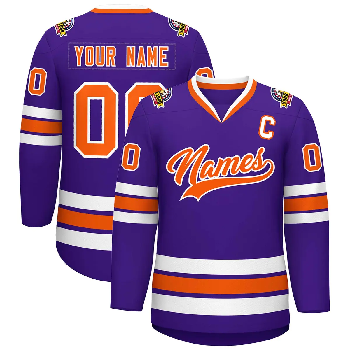 Purple Orange-White Classic Hockey Jersey