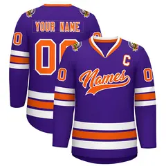 Purple Orange-White Classic Hockey Jersey 1