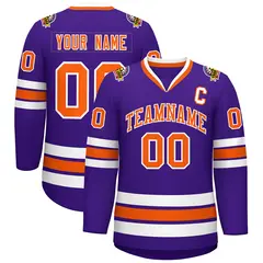 Purple Orange-White Classic Hockey Jersey