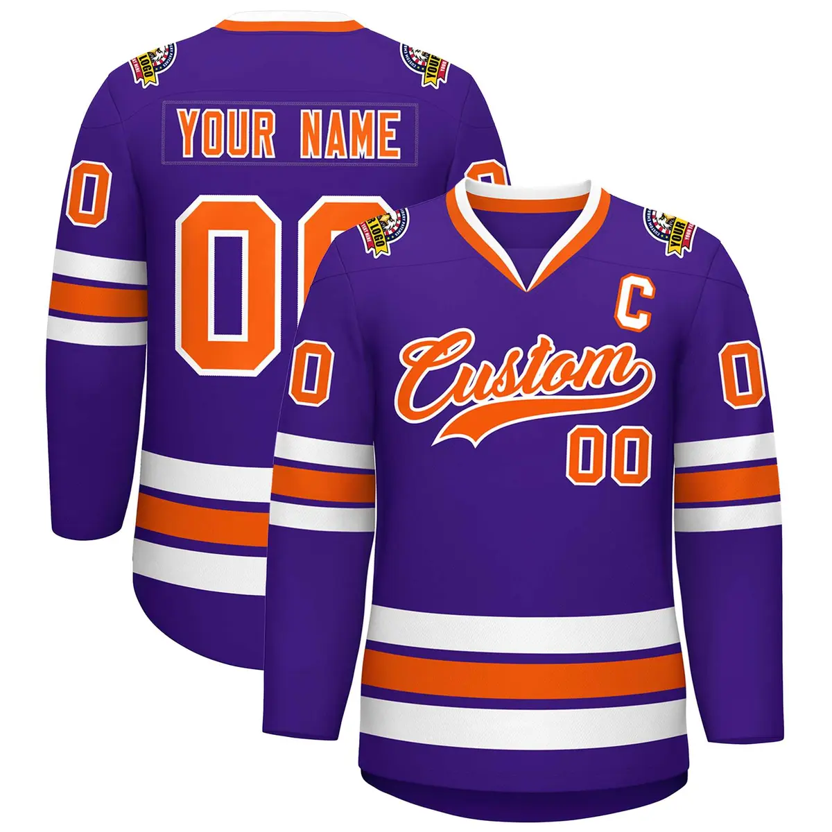 Purple Orange-White Classic Hockey Jersey