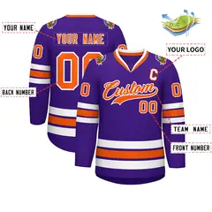 Purple Orange-White Classic Hockey Jersey 2