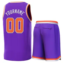 Purple Orange-White Classic Sets Basketball Jersey 3