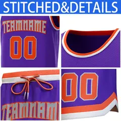Purple Orange-White Classic Sets Basketball Jersey 6