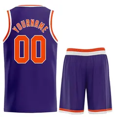 Purple Orange-White Classic Sets Basketball Uniform Jersey 2