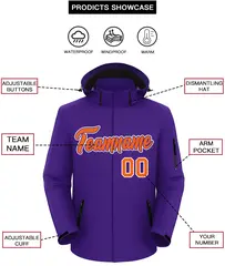 Purple Orange-White Classic Waterproof Jacket 2