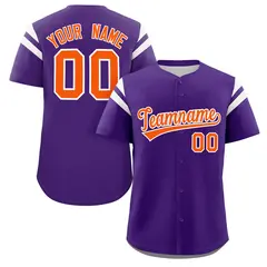 Purple Orange-White Full Button Baseball Jersey 1