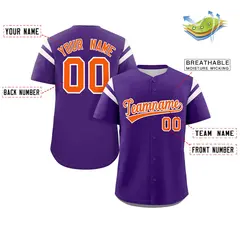 Purple Orange-White Full Button Baseball Jersey 2
