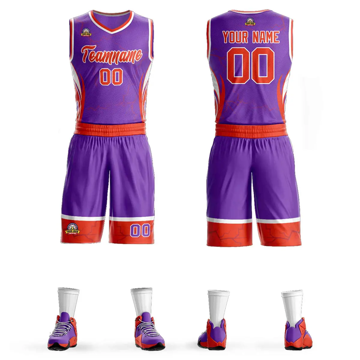 Purple Orange White Graffiti Lightning Basketball Jersey