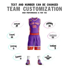 Purple Orange White Graffiti Lightning Basketball Jersey 4