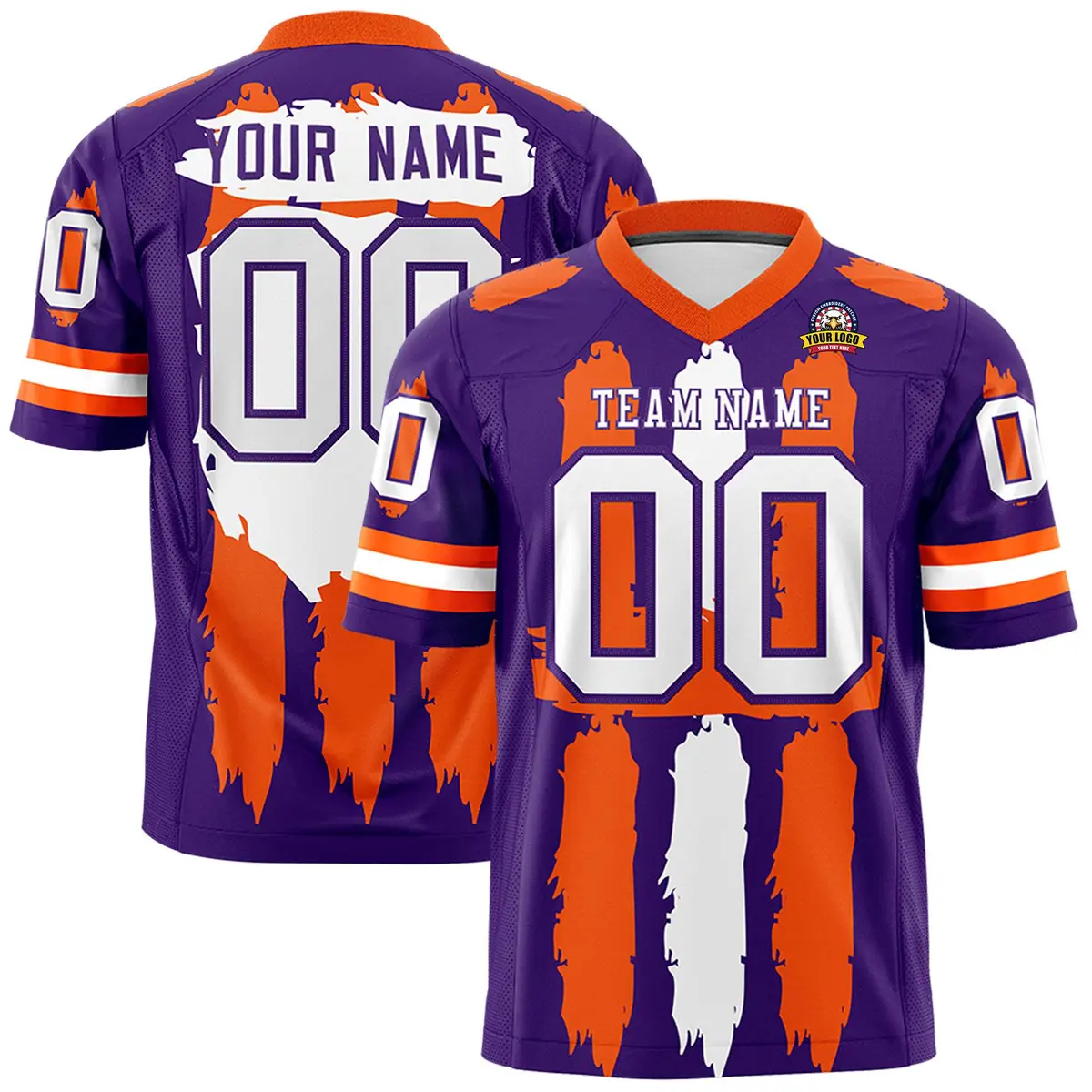 Purple Orange White Graffiti Pattern Flag Football Jersey