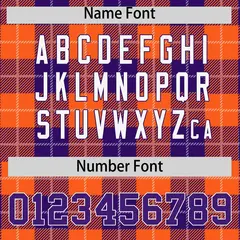 Purple Orange-White Plaid Varsity Full-Snap Letterman Baseball Jacket 4