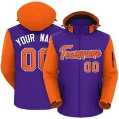 Purple Orange-White Raglan Sleeves Waterproof Jacket 1