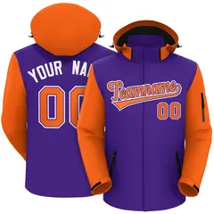 Purple Orange-White Raglan Sleeves Waterproof Jacket 1