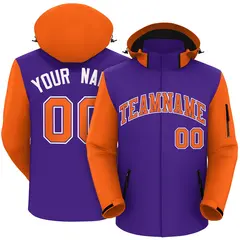 Purple Orange-White Raglan Sleeves Waterproof Jacket