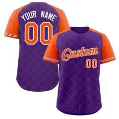 Purple Orange-White Rhombus Authentic Baseball Jersey