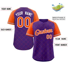 Purple Orange-White Rhombus Authentic Baseball Jersey 2