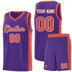 Purple Orange-White Side Splash Basketball Uniform Jersey