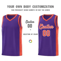 Purple Orange-White Side Splash Basketball Uniform Jersey 3
