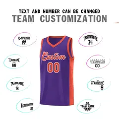 Purple Orange-White Side Splash Basketball Uniform Jersey 4