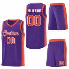 Purple Orange-White Side Splash Basketball Uniform Jersey 6