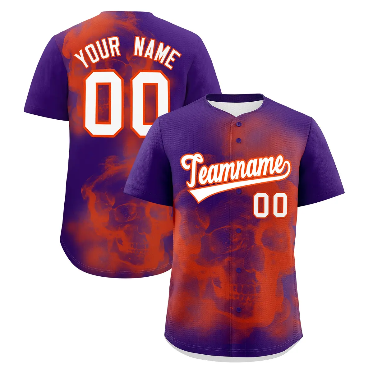 Purple Orange White Skeleton Graffiti Baseball Jersey