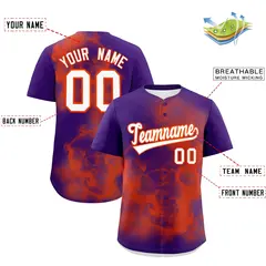Purple Orange White Skeleton Graffiti Baseball Jersey 2