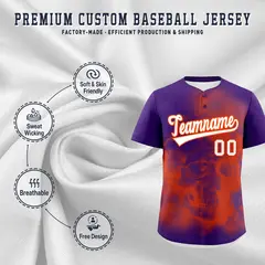 Purple Orange White Skeleton Graffiti Baseball Jersey 4
