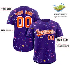 Purple Orange White Splash Graffiti Striped Baseball Jersey 2